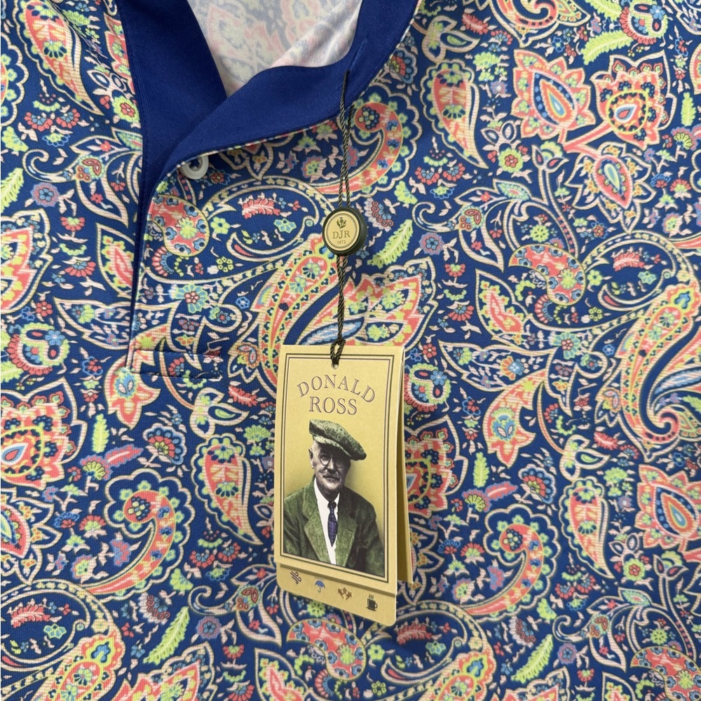 Donald Ross Floral Paisley Print Golf Polo - Picture 2 of 4